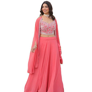 Ensemble Lehenga Choli en Faux Georgette Prêt-à-Porter Premium avec Koti – Ensemble Designer Brodé de Perles - Product Image 1