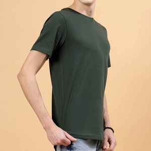<b>Men's</b> Dark <b>Green</b> Short Sleeve O-Neck <b>T</b>-<b>Shirt</b> Regular Fit Casual Cotton Jersey Top Solid Color Plain Dyed Knitted <b>Shirt</b> - Product Image 6