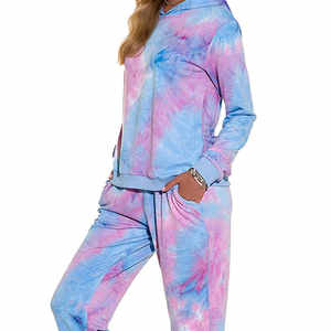 Nuevo Diseño Deportivo Personalizado 100% Poliéster, Conjunto Deportivo de Dos Piezas para Mujer, Chándal de Contraste de Color con Efecto Tie-Dye - Product Image 6