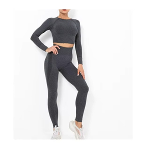 Conjuntos Deportivos Personalizados para Mujer, Ropa de Gimnasio y Fitness, Conjunto de Dos Piezas de Top de Yoga y Leggings de Cintura Alta - Product Image 2