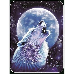 Coperta in flanella effetto seta con lupo che urla alla luna, 50x60 pollici - Product Image 1