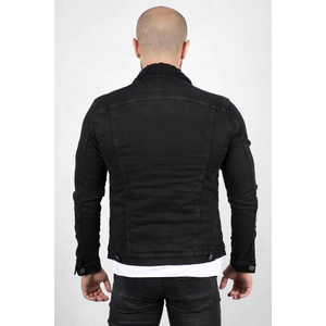 Men's Black Denim <b>Jacket</b> <b>With</b> Faux Fur <b>Lining</b> Turn-down Collar Single Breasted Casual Autumn Slim Fit Woven Washed Style - Product Image 5