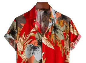 Camisas de Playa con Estampado Floral, Cuello en V, Manga Corta, Estilo Hawaiano, para Vacaciones de Verano, Casuales, con Botones, de Nailon de Secado Rápido para Hombre - Product Image 4
