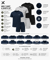 Ensemble T-shirt et short pour homme X Sports City, imprimé, polyester/coton, respirant, séchage rapide, manches courtes, col rond, vêtements de sport