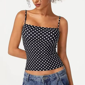 Chaleco Deportivo Casual para Mujer, Verano, Transpirable, Secado Rápido, Estampado de Lunares, Tejido Elástico, Corte Ajustado, Sin Mangas, Ligero - Product Image 1