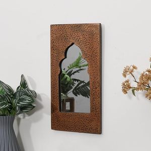 Espejo de Pared Islámico Marroquí, Espejo Decorativo de Metal Colgante, Estilo de Ventana Arqueada para Sala de Estar y Dormitorio - Product Image 1