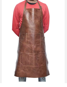 Genuine Leather <b>BBQ</b> <b>Apron</b> Heavy Duty Grill Chef <b>Apron</b> Heat Resistant Cowhide Cooking <b>Apron</b> Adjustable Strap - Product Image 2