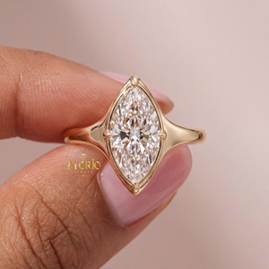 Bague de Mariage Romantique Solitaire Marquise en Diamant de Laboratoire, Monture à Griffes, Style Vintage, Idéale pour les Demandes en Mariage, Cadeau de Fête - Product Image 1