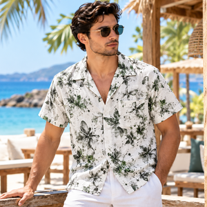 Camisas de Hombre 100% Viscosa con Cuello Camp Collar, Manga Corta, Estampadas, Ligeras, Casuales, para Playa, Verano, Vacaciones, Venta al Por Mayor - Product Image 4