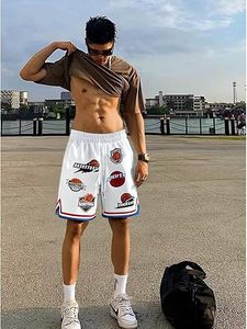 Pantalones Cortos Blancos con Estampado de Campeones de Baloncesto, Ropa Deportiva Ligera y Transpirable, Informal, para Verano, Gimnasio, Entrenamiento, Ajuste Cómodo - Product Image 4