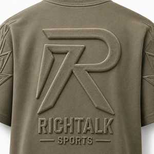 Men's Embossed Logo Letter Short Sleeve Knitted T-<b>Shirt</b> Street Style Casual <b>Shirt</b> Summer Wear Breathable Soft 100% Cotton ODM - Product Image 5