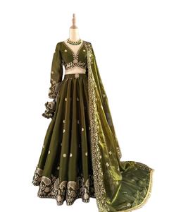 Colección de Lujo para Diwali y Bodas: Lehenga Choli Tradicional con Hilo y Lentejuelas de 3.9mm, Falda de 3.5m en Lona - Product Image 1