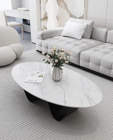 Table basse moderne scandinave personnalisable en pierre frittée et métal pour salon