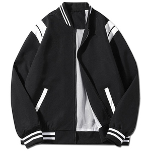 WARPRO INDUSTRY Unisex Black Hooded Varsity <b>Jacket</b> Single Button Closure Breathable Casual Outerwear Regular Fit Wool/Polyester - Product Image 1