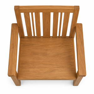 Fauteuil de jardin scandinave en teck massif avec dossier à larges lattes verticales, pieds sabre, confortable, écologique et durable - Product Image 4