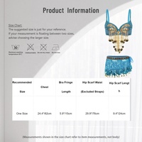 Tenue de danse du ventre pour femmes sous soutien-gorge filaire avec écharpe de hanche à pompon pour la compétition de classe de danse à thème