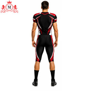 Ensemble d'uniformes de football américain pour hommes adultes, noir, rouge, blanc, impression par sublimation, polyester respirant - Product Image 4