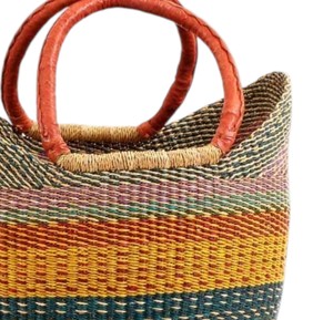 Casual Colorful Seagrass <b>Handbags</b> Woven Tote Bag Luxury Leather Handle Fashion Women <b>Straw</b> <b>Handbag</b> Eco Friendly Beach OEM - Product Image 4