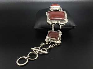 Pulsera de cornalina roja, plata de ley 925, cierre de palanca estilo Bali, pulsera de piedras preciosas hecha a mano, regalo de joyería para mujer - Product Image 6