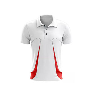 <b>White</b> Red Color Blocking Soccer Jersey Set Men's Short Sleeve Polo With Elastic Waist Pants Moisture Wicking All Seasons - Product Image 5