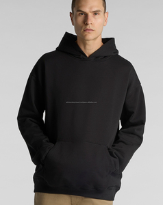 Vintage Style <b>Mens</b> <b>Black</b> Oversize Hooded Fleece <b>Sweatshirt</b> Regular Fit Casual Solid Color Pullover with Front Pocket Autumn Wear - Product Image 1