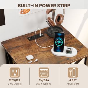 Adjustable 3-Tier Record Player <b>Stand</b> with Charging Station <b>CD</b> Racks - Product Image 6