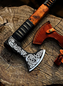 Custom Handmade Engraved Viking Bearded Tomahawk | Hand Forged High Carbon Steel <b>Axe</b> Rose Wood <b>Handle</b> | Industrial OEM ODM - Product Image 1