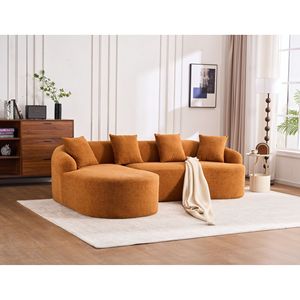 Divano a 3 Posti LingYu022 in Memory Foam Arancione, Seduta Profonda, Design Moderno, Facile da Trasportare, Senza Installazione, per Soggiorno - Product Image 5