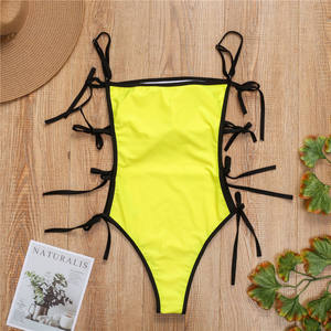 Nuevo Traje de Baño de una Pieza para Mujer, Color Sólido, Sexy, con Cordones, Moda, Venta al por Mayor, en Stock - Product Image 6