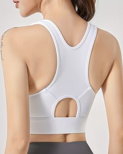 Soutien-gorge de sport à col rond pour femme |   Soutien-gorge de sport anti-frottement à fermeture éclair |   Haut de sport de course à pied à performance élastique supérieure - Product Image 1