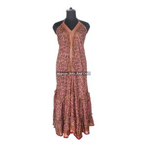 Vestido Largo de Seda para Mujer, Estilo Bohemio, Estampado Floral Colorido, Vintage, para la Playa, para Vacaciones, Elegante, para Cena, con Espalda Descubierta - Product Image 5