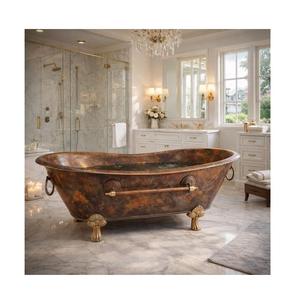 Bañera de Cobre Vintage de Lujo, Independiente, Hecha a Mano, con Patas, Ovalada, Elegante y Ecológica para Hoteles - Product Image 1