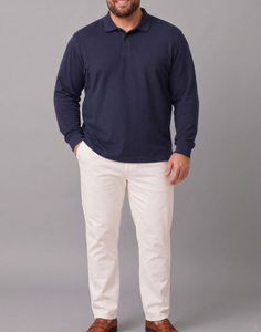 Polo Homme Confortable Printemps-Automne 2026 à Manches Longues, Coupe Ample Décontractée, en Coton et Élasthanne, Grande Taille, Idéal pour le Travail - Product Image 6