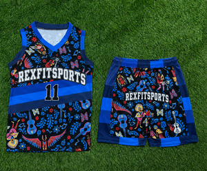 ชุดเสื้อบาสเก็ตบอล REXFITSPORTS แบบซับลิเมชั่น คอวี แขนกุด ชุดกีฬาสำหรับผู้ใหญ่ ทุกเพศ ทุกฤดู - Product Image 5