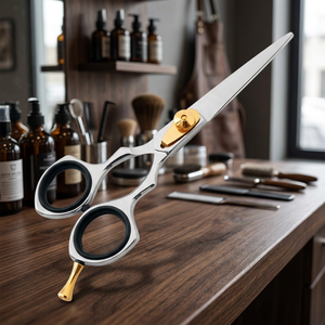 Tijeras de pelo de acero inoxidable de la mejor calidad, tijera de salón de pelo pulido con espejo con tornillo ajustable y herramientas de belleza para reposapiés - Product Image 2