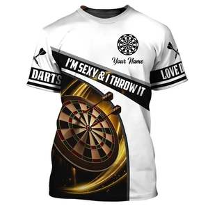 T-shirt personnalisé à col rond multicolore de style sportif numérique sublimé en 3D pour hommes, t-shirt d'équipe de fléchettes unisexe à manches courtes - Product Image 1