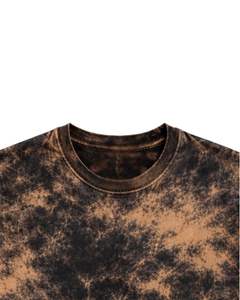 Camiseta de Algodón Personalizada con Lavado Ácido Marrón y Negro, Manga Corta, Cuello Redondo, Estilo Vintage Tie Dye, Ropa Casual de Calle para Hombre, Camiseta de Verano - Product Image 4