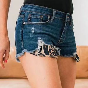Shorts en jean bleu extensibles et respirants pour femmes, taille élastique, grandes tailles, en tissu, vente en gros - Product Image 1