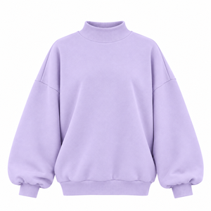 Casual Mock Neck Pullover Oversized Relaxed Fit Sweatshirt Long Sleeve Drop Shoulder <b>Top</b> Daily Wear Streetwear Style - Product Image 4