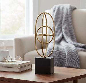 Golden Celestial Harmony Metal Sculpture Antique Handmade Tabletop Showpiece for Home Living Room <b>Office</b> <b>Decor</b> & Gift - Product Image 5