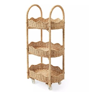 Carrito de Almacenamiento Vertical de Mimbre con Diseño de Ondas, Estante de Almacenamiento de Múltiples Niveles, Estante de Mimbre para Organización y Decoración del Hogar - Product Image 3