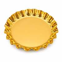 Plateau de service décoratif électrique Art Déco cannelé doré, plat rond en métal brillant pour desserts, collations et décoration de table
