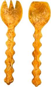 Servidores de Ensalada de Resina Ámbar Vintage de Alta Calidad |   Utensilios de Servir con Mango Texturizado - Product Image 2