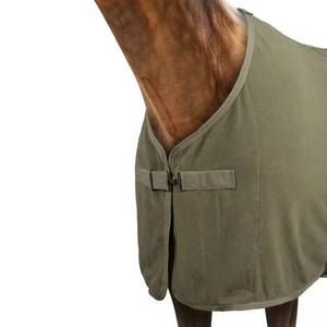 Manta para Caballo Verde Oliva con Diseño Floral, Solapa Media para la Cola, 2 Correas para las Patas, Forro Polar, Uso en Exteriores, Todas las Estaciones - Product Image 4