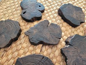 Posavasos de Madera Rústicos Hechos a Mano, Posavasos Pequeños de Madera Natural para Ceremonia del Té - Product Image 6