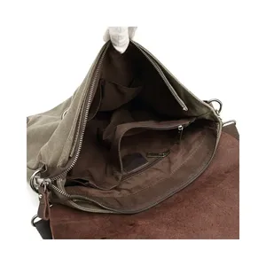 Sac fourre-tout en toile imprimée moderne et réglable avec garniture en cuir vert olive, résistant à l'eau, écologique, cadeau promotionnel - Product Image 6