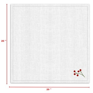 Serviette de table en coton avec broderie cerise, décoration de table, serviette écologique, douce et de qualité supérieure pour Noël - Product Image 6