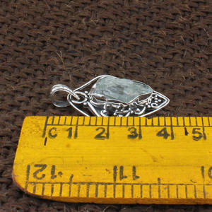 Handmade 925 Sterling Silver Aquamarine Pendant Natural Gemstone Artisan Handcrafted <b>Necklace</b> March <b>Birthstone</b> Jewelry Wholesale - Product Image 1
