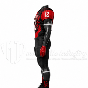 Conjunto de Uniforme de Fútbol Americano Personalizado, Camiseta y Pantalones Acolchados, Color Rojo y Negro, Ropa Deportiva Personalizada - Product Image 4