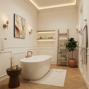 Baignoire autoportante légère et facile à installer FW-7729-67 - Baignoire autoportante moderne en acrylique pour salle de bain - Product Image 3